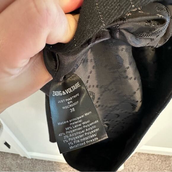 Zadig & Voltaire Black Pinstripe Mini Skirt 38 Small - Picture 2 of 7